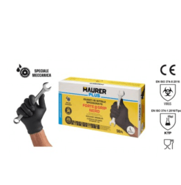 Guanti in Nitrile Spessorato FORTE tg.7.1/2 Grip Nero MAURER PLUS